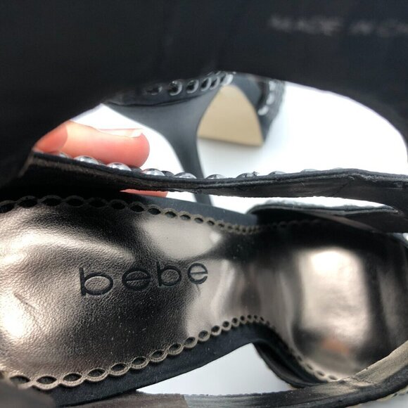 Bebe Cassandra Black Silver Studded Women's Stiletto Heels Size 6M - Picture 5 of 7